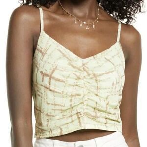 BP. Ruched Cropped Cami Abstract Yellow